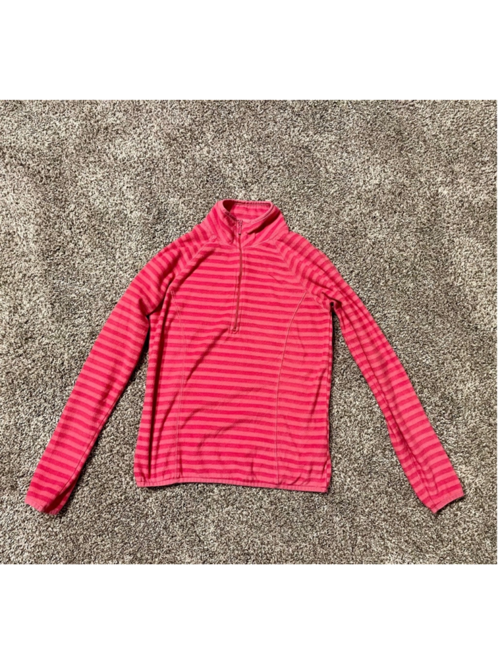 Joe Women's 1/4 Zip Pink Striped Fleece Shirt, Size Small